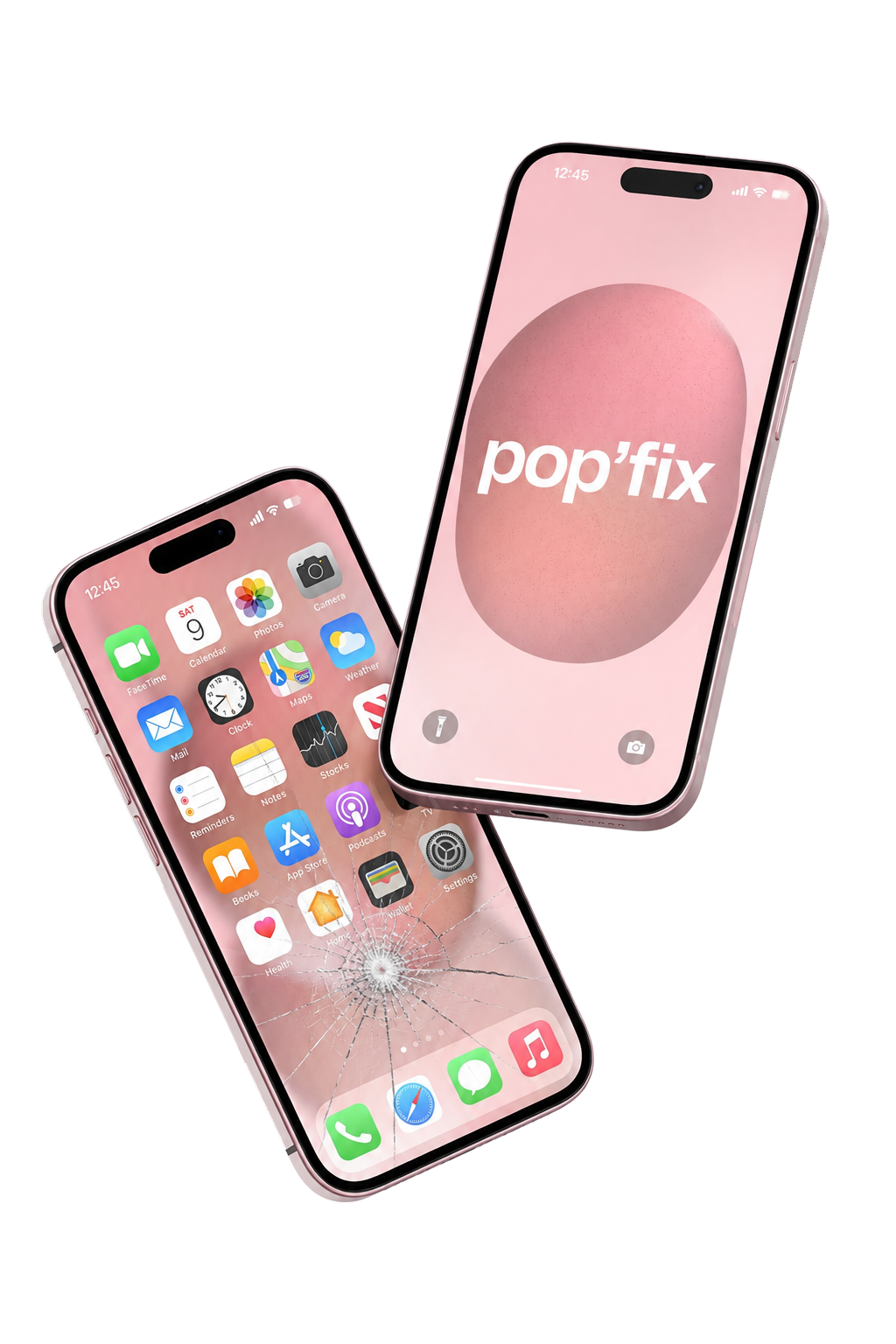 Téléphone cassé et réparé par Pop'Fix